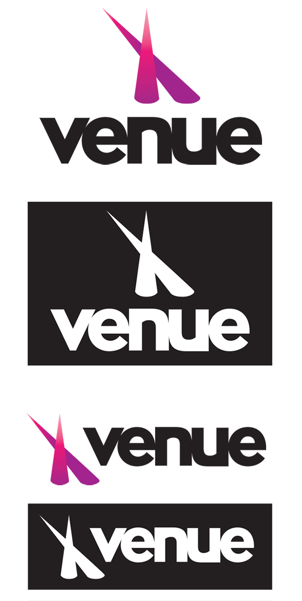 venue logo identity julie viens wordmark lighting wash laser moving heads