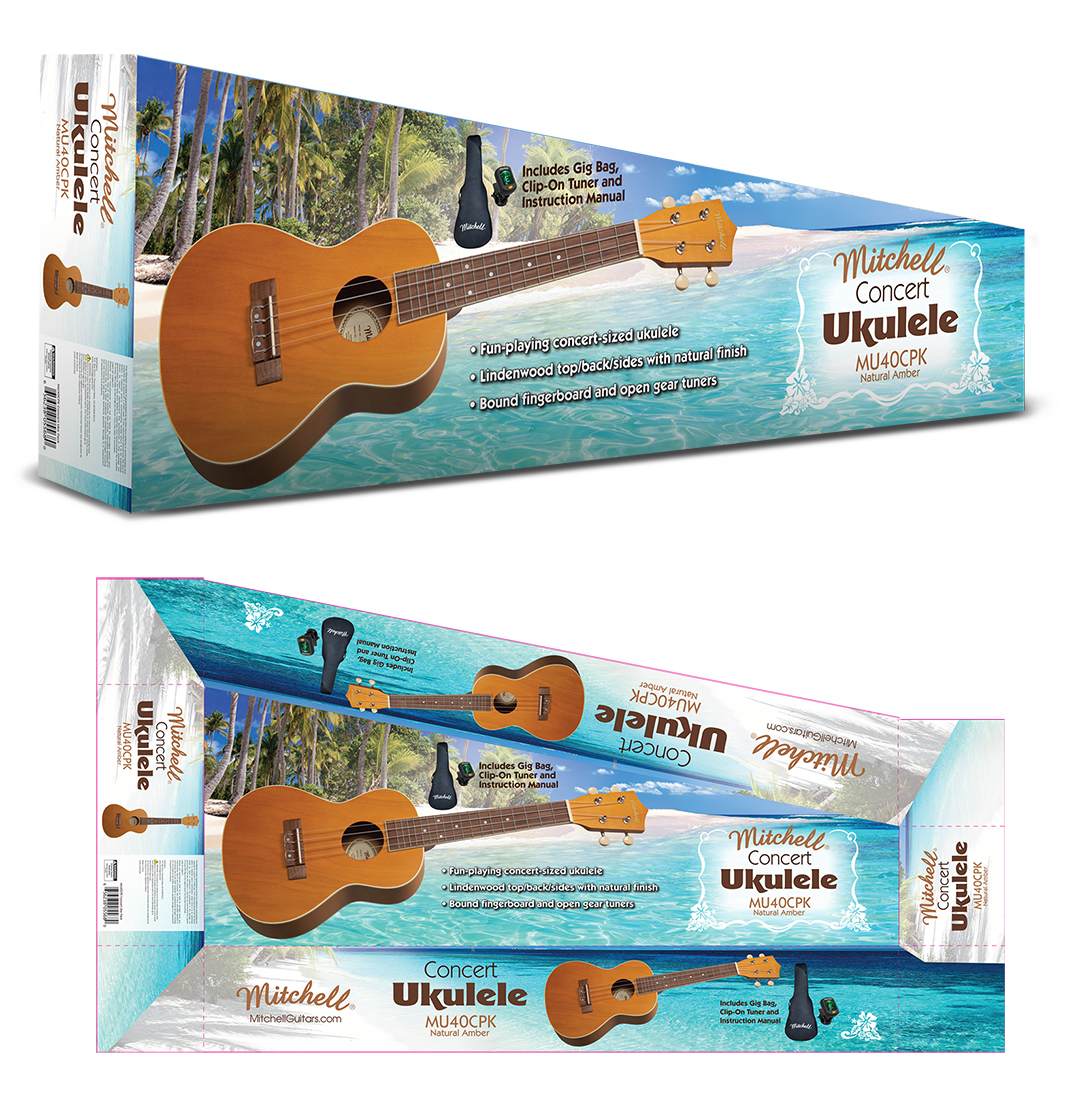Mitchell MU40CPK Concert Ukulele Pack Beach Packaging