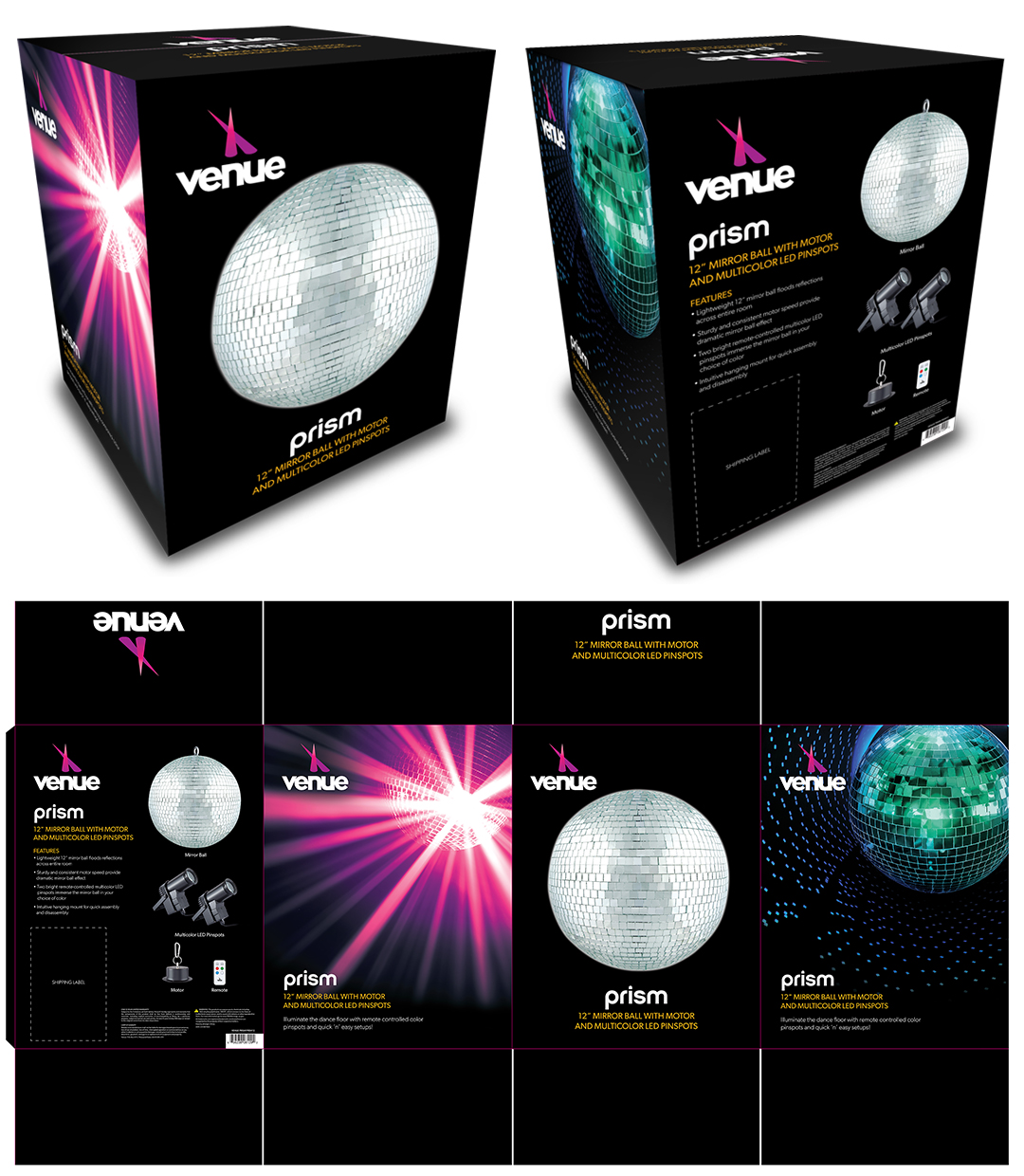 julie viens Venue Prism Mirrorball Packaging Design