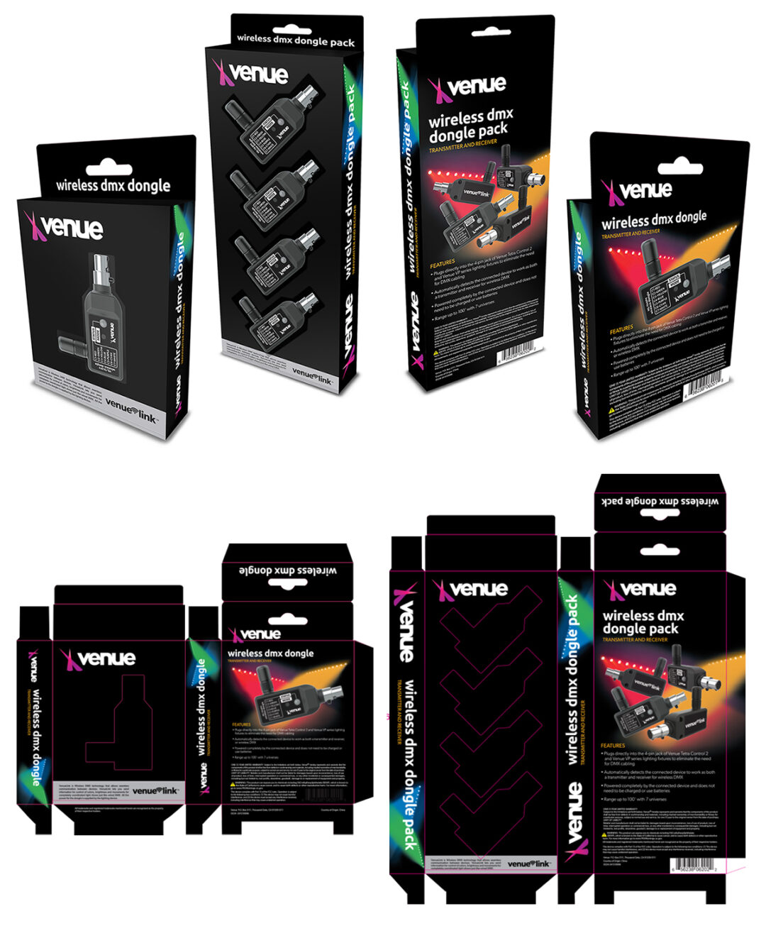 julie viens Venue DMX Wireless Dongle Packs Packaging Design