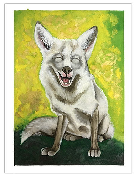 julie viens gouache white fox gold background