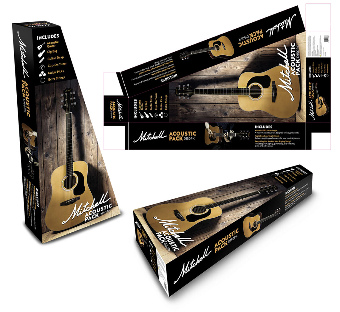 julie viens Mitchell D150PK Guitar Pack Packaging Design