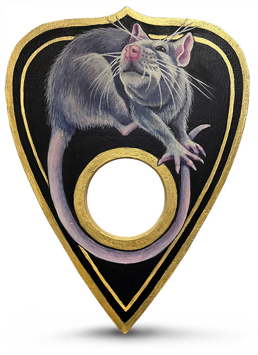 julie viens the viisitor rat with gold on trekell wood planchette panel